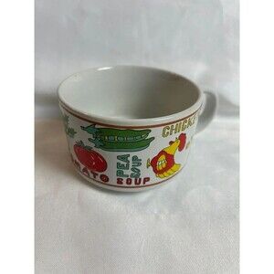 Vintage Soup Bowl Mug Cup Chicken Tomato Vegetable Pea Celery Soup 16 oz Ceramic